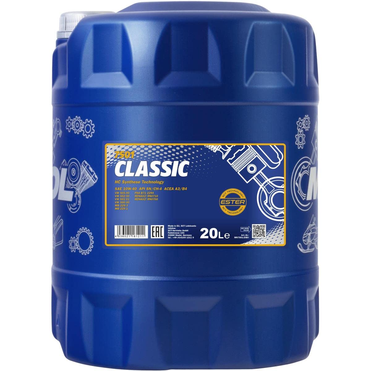 Olio motore MANNOL Classic 10W-40 4x MANNOL Motor Flush ADDITIV 20L