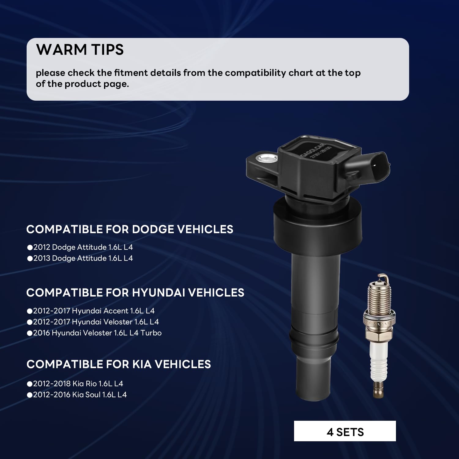 4x Ignition Coils + Spark Plugs For Kia Rio Soul Hyundai Veloster Accent 1.6L – SPARKWHIZ