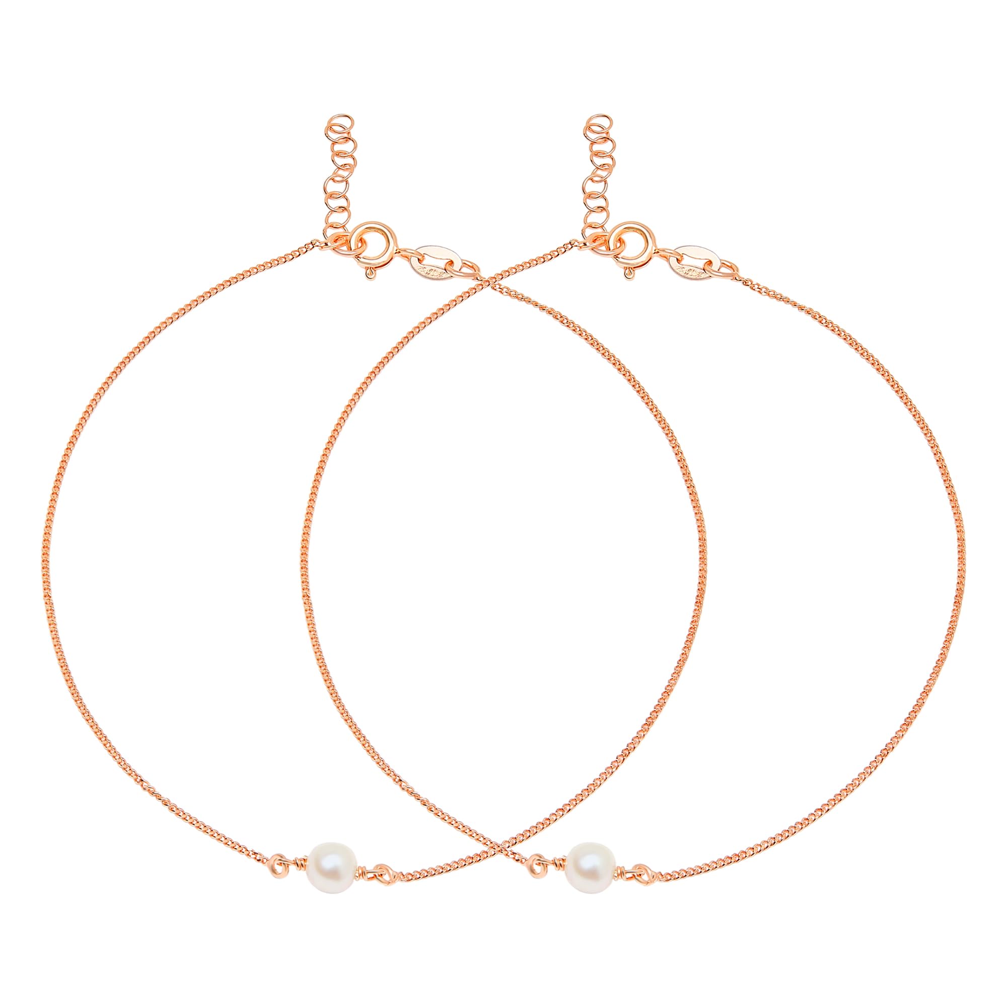 ZAVYA 925 Sterling Silver Freshwater Pearl Rose Gold Plating Solid Chain Anklet (Pair) for Women | Stylish Silver Jewellery | Gift for Women & Girls | With Certificate of Authenticity & 925 Hallmark (B0BJ2T83RG) Amazon Price History, Amazon Price Tracker