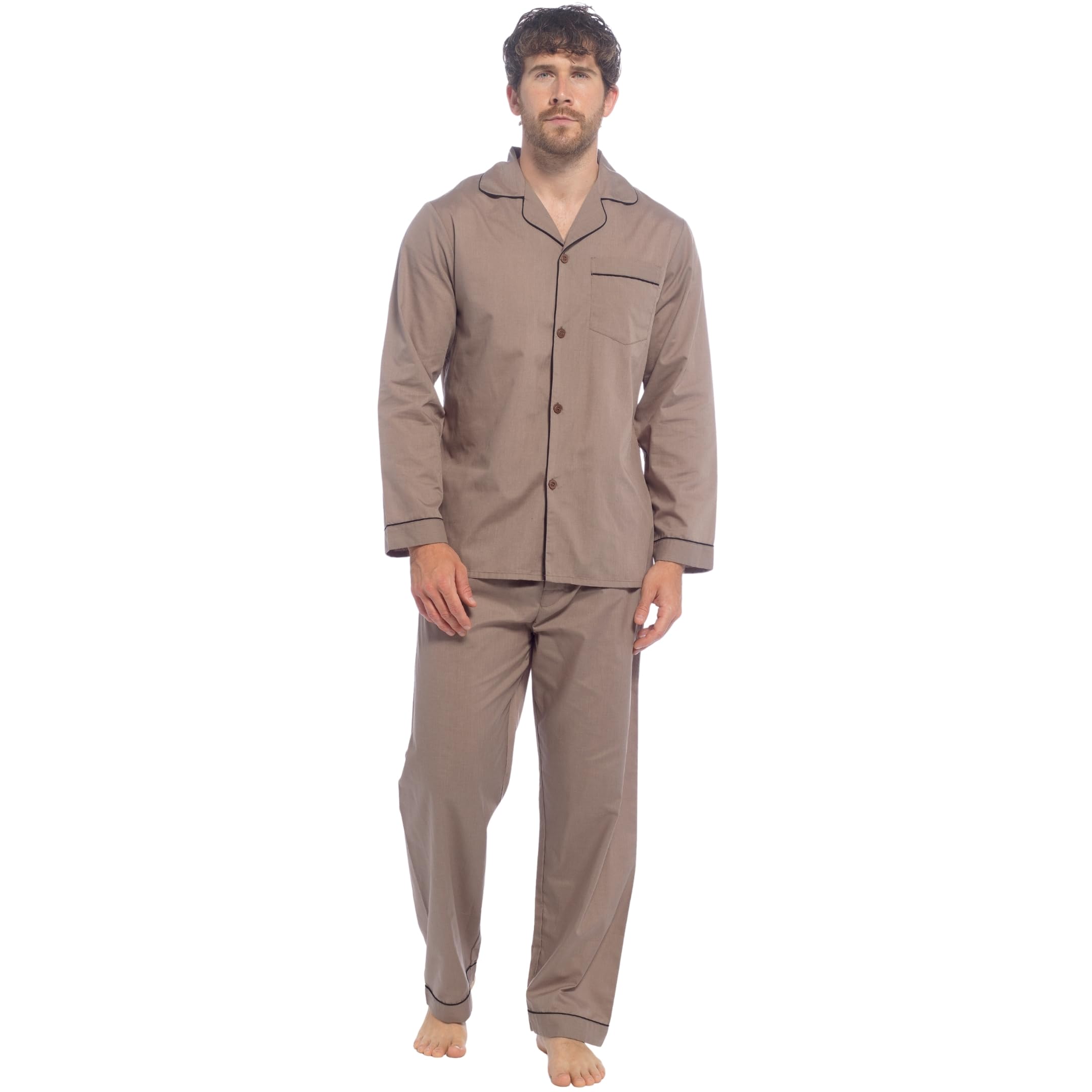 Lora Dora Men's Mocha Traditional Pyjamas L