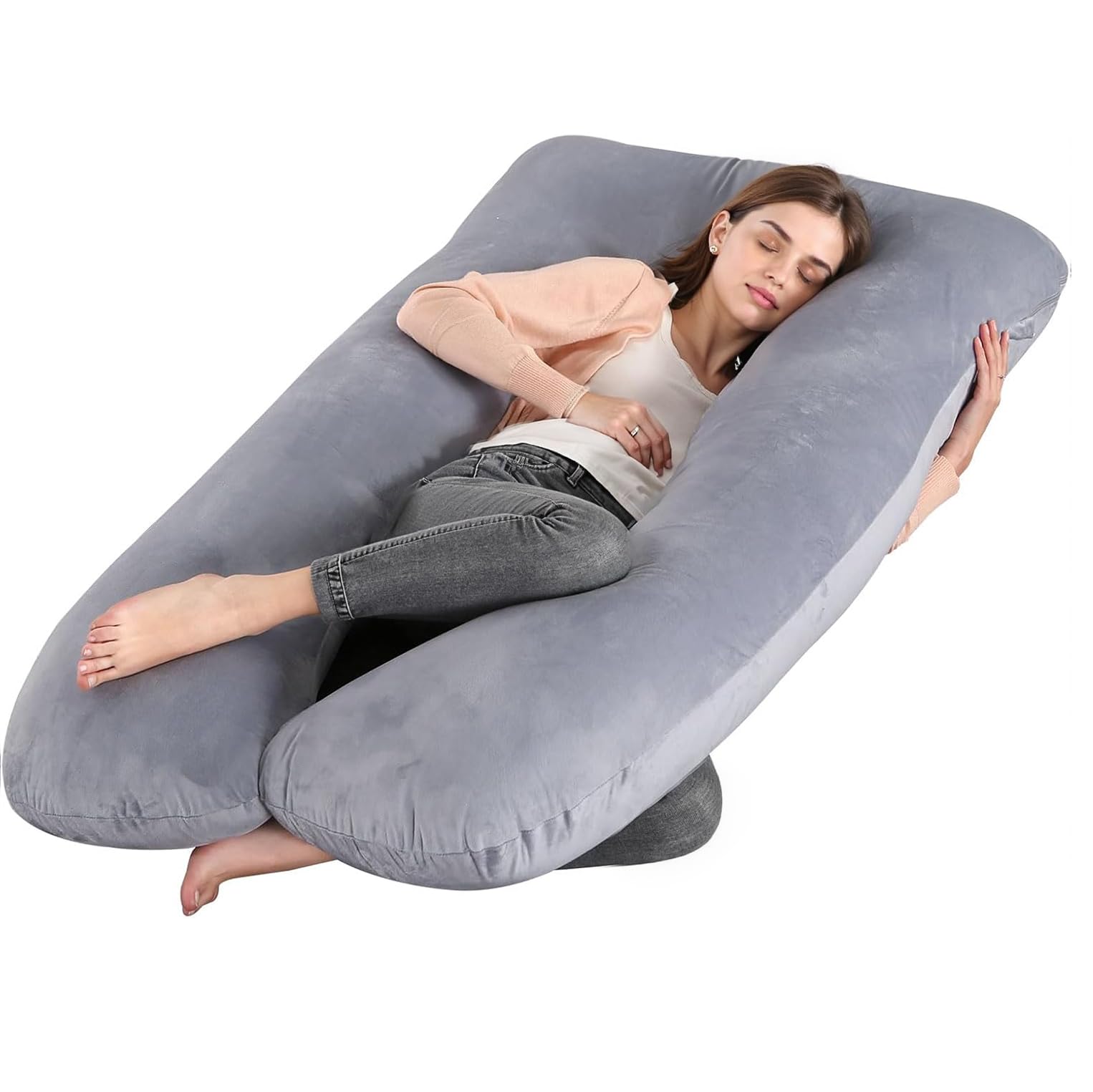 piorlado Pregnancy Pillow, Full Body Pillow, Maternity Pillow for Side Sleeper, Pregnancy Body Pillow for Pregnant Women Suppor, Ideal for Back, Belly & Hip Relief with Washable Cover (U-shape)