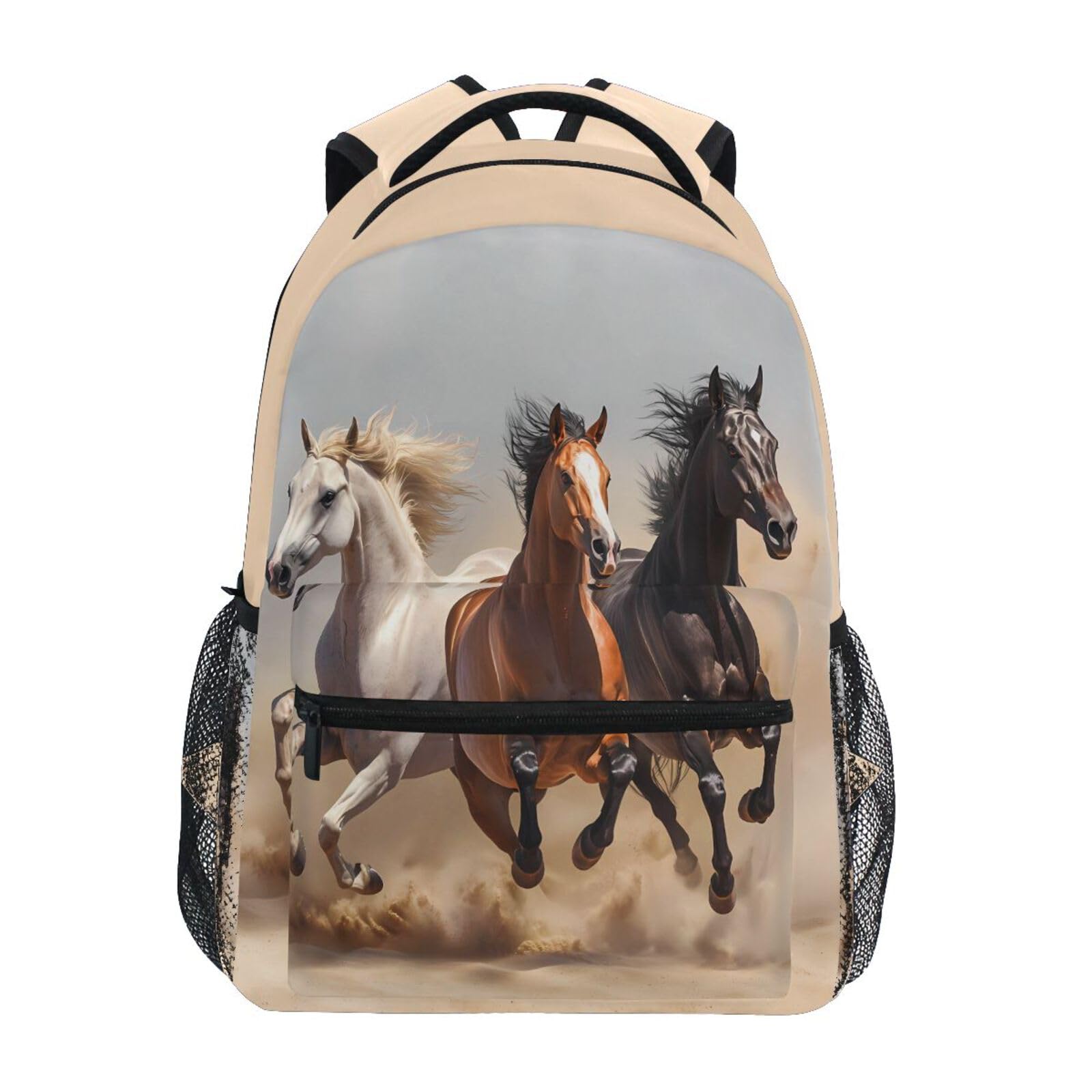 WIHVE Backpack Running Horses Casual Daypack School Rucksack Bookbags One_Size