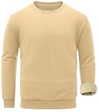 Men's Crewneck Sherpa Lined Fleece Waffle Sweatshirt Long Sleeve Warm Pullover Winter Thermal Heavyweight Tops
