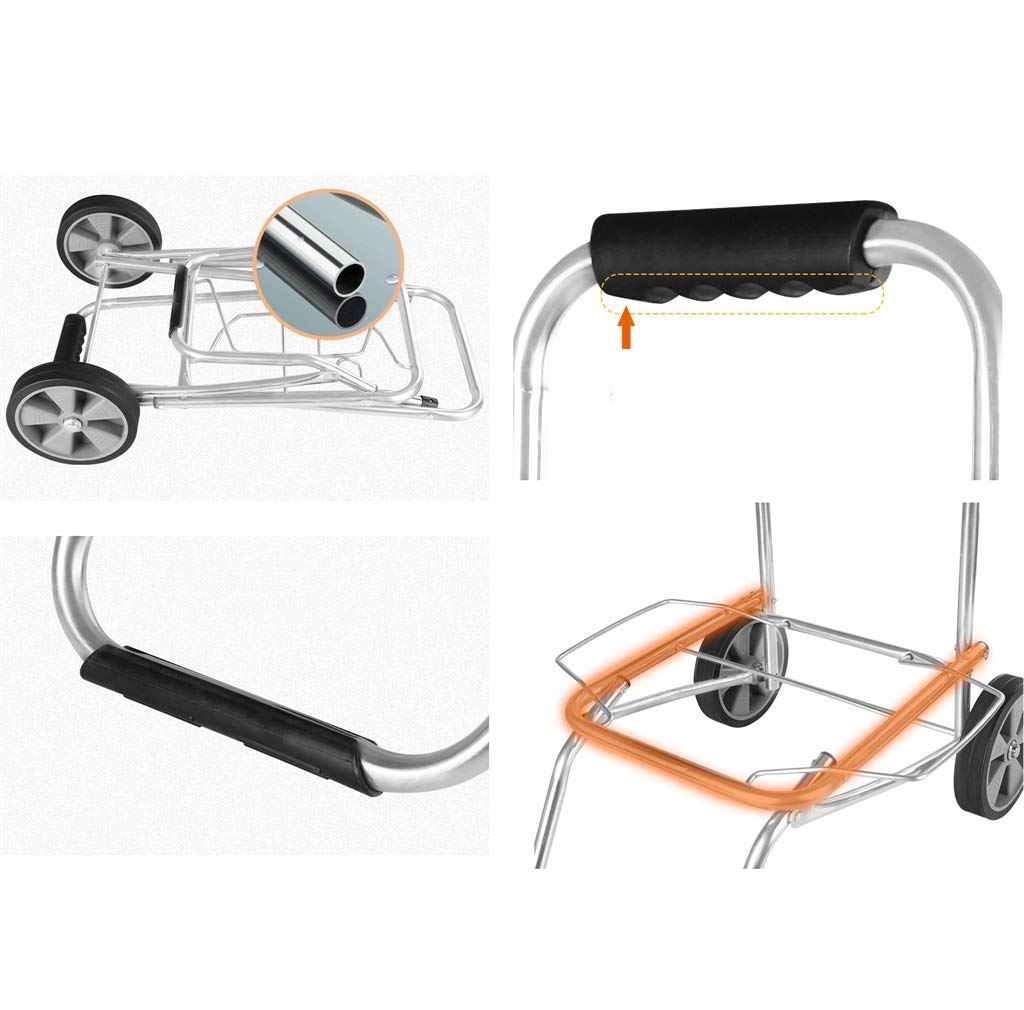 Carro Plegable/Carro de Transporte, Tubería de Acero Inoxidable, Capacidad de Carga Fuerte, Utilizado para el manejo de la Tienda de Compras Desde el hogar (Plata)