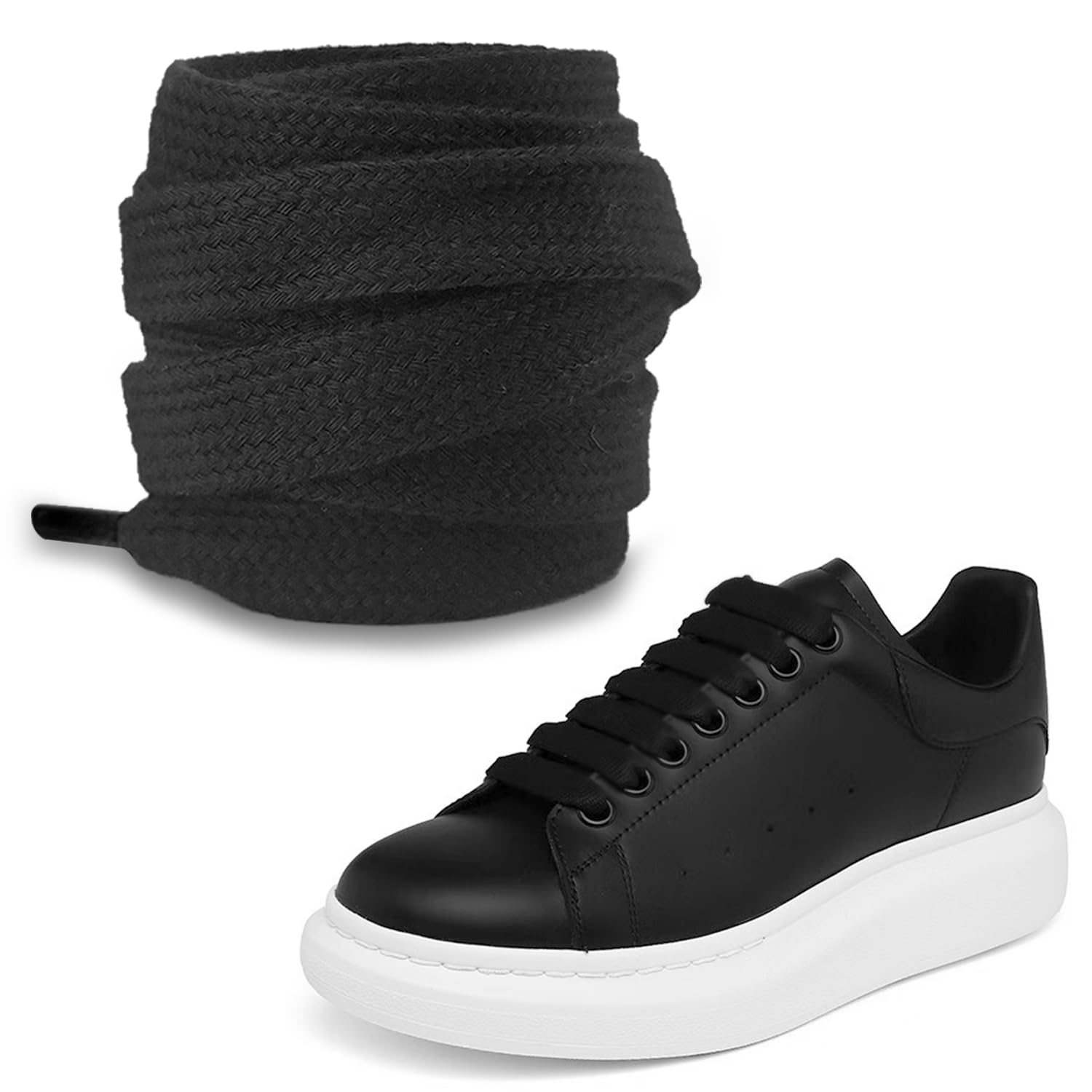 UamGlsobFlat Thick Cotton Shoe Laces for Alexander Mcqueen  Jumbo Fat Wide Shoelaces Replacement Laces