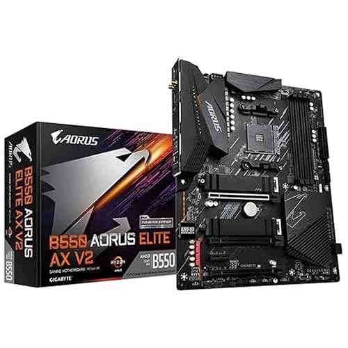 GIGABYTE B550 AORUS ELITE AX V2 Motherboard, Supports AMD AM4 Ryzen 5000 Processors, ATX, DDR4, Dual M.2, SATA 6Gb/s, 2.4/5 GHz Dual-Band, 2.5 GbE LAN, PCIe 4.0 - B550|AE|M.2 x2|WIFI6|V2 - ATX
