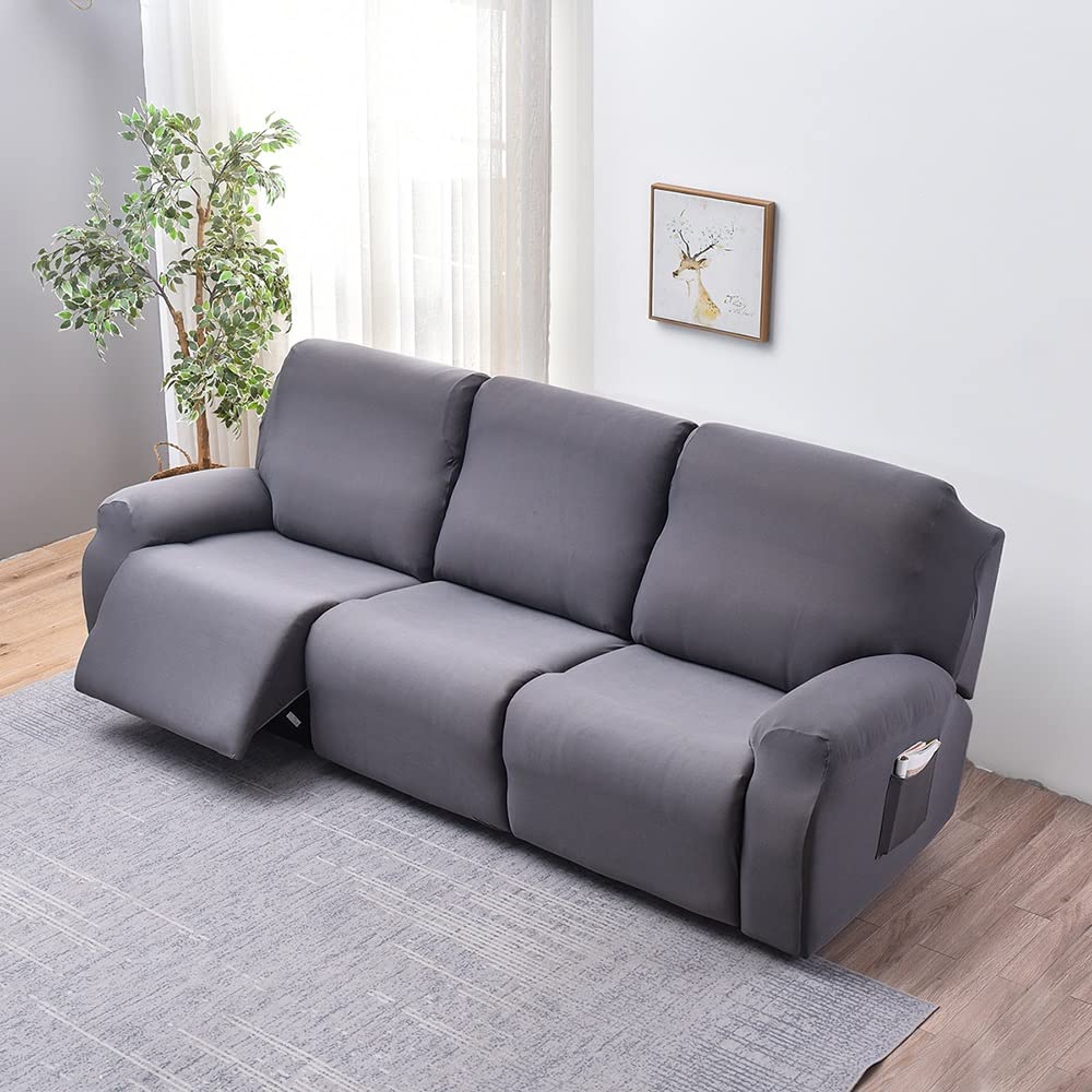 Copridivano Reclinabile Elasticizzato per 3 Posti, 8-Pezzi Copripoltrona Relax Reclinabile Spandex elastic Copridivano con Fondo Elastico Mobili Protettore, Lavabile ( Color : #9 , Size : 3 seat (8pcs