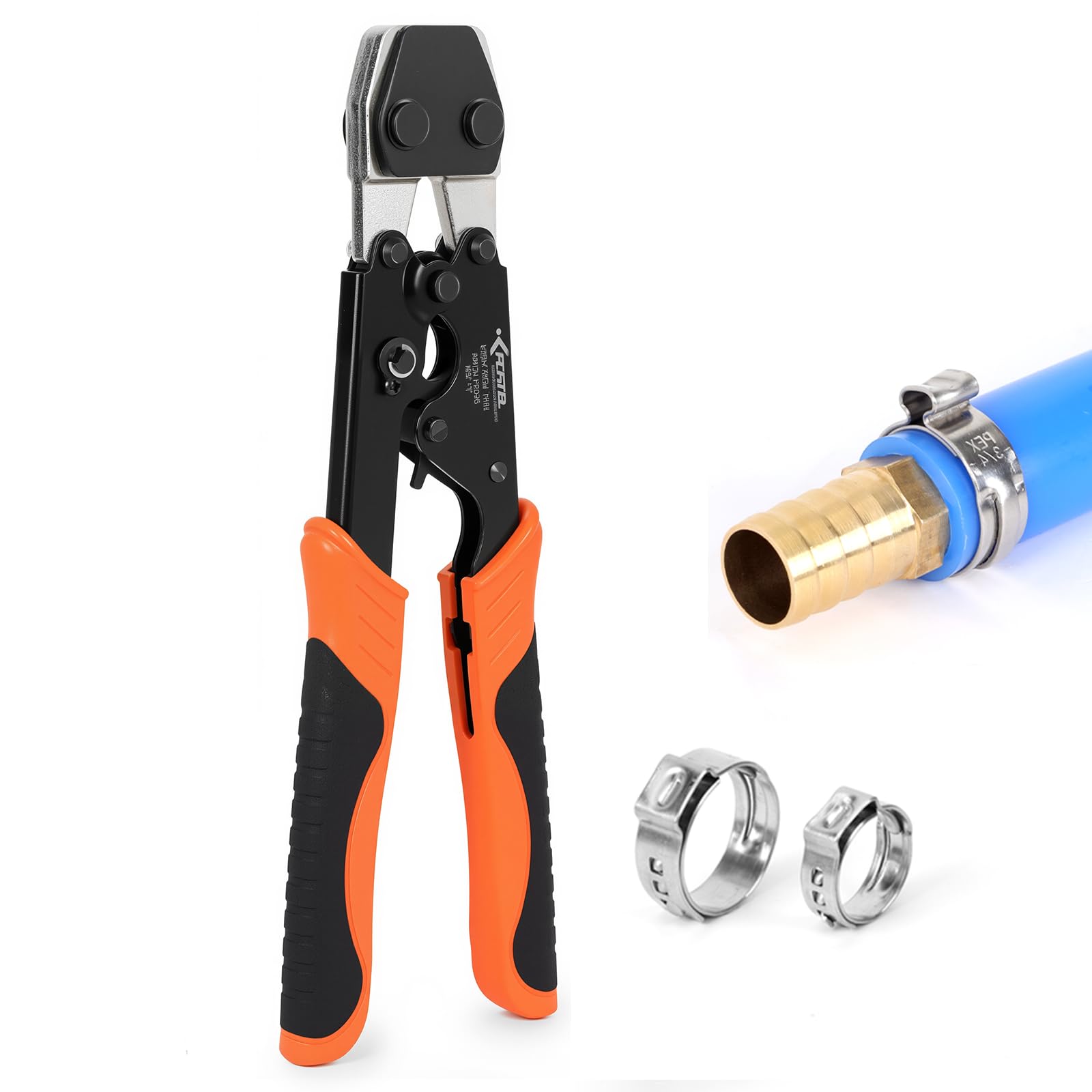 KF CPTEC Crimpzange Für PEX Rohrverbindungen – Für 1/2" Und 3/4" Kupferringe, Mit Go/No-Go-Messgerät, ASTM F1807