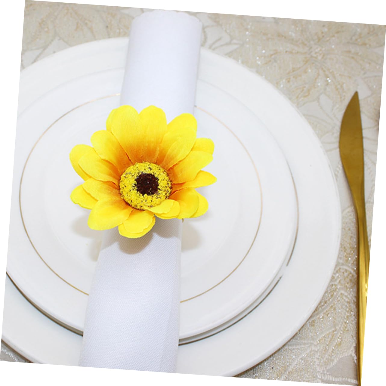 Alipis 5 Set Portatovagliolo Portatovaglioli Girasole Porta Tovagliolo Da Pranzo Moderno Porta Portatovaglioli Anelli Da Tovagliolo Da Tavolo Plastica Yellow 4 Pezzi*5