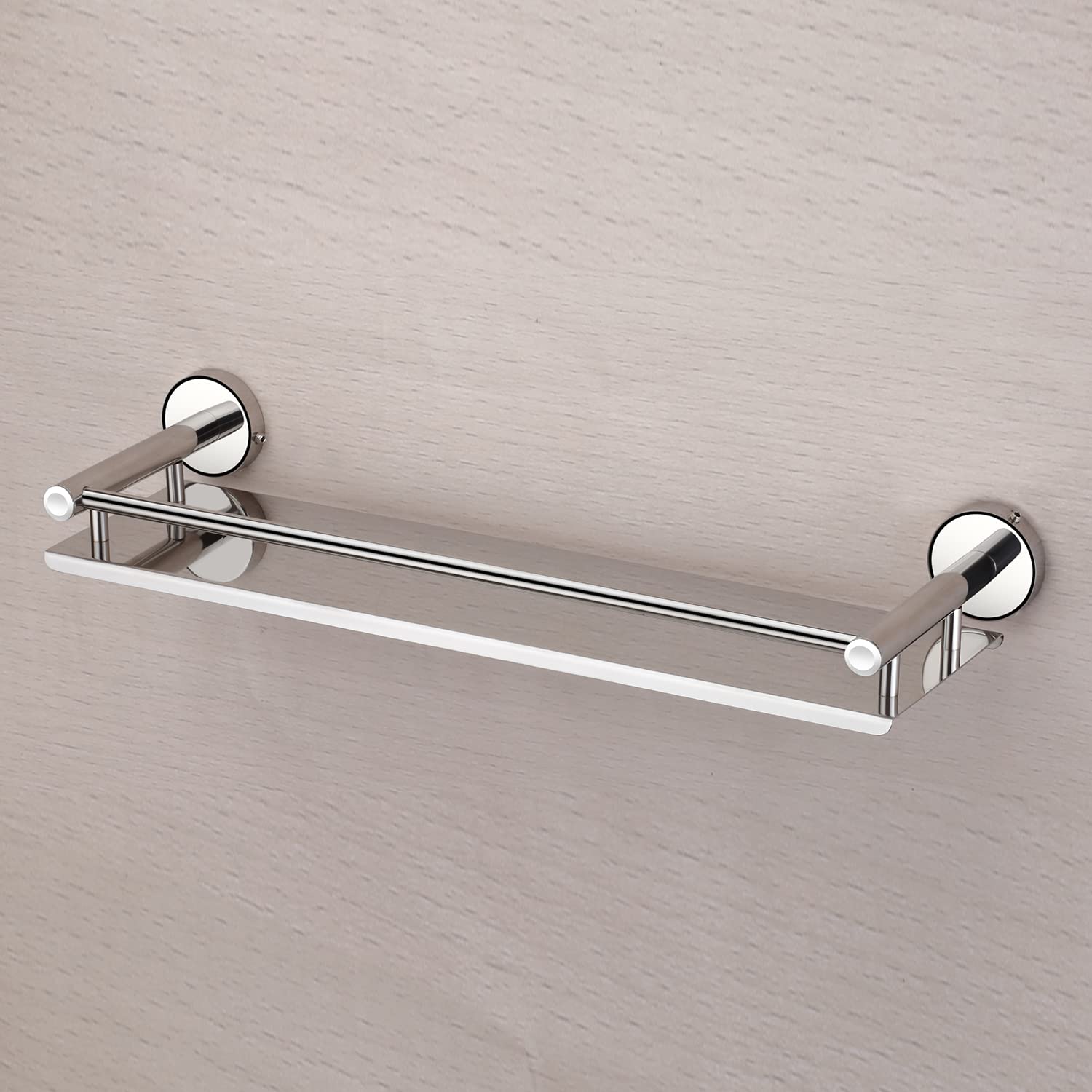 Oslen Stainless Steel Glossy Finish Multi Purpose Wall Mounted Wall Mount Bath Shelf Organizer l Kitchen Shelf l Bathroom Shelf and Rack I Bathroom Accessories - Silver (15 * 5 inch) 1