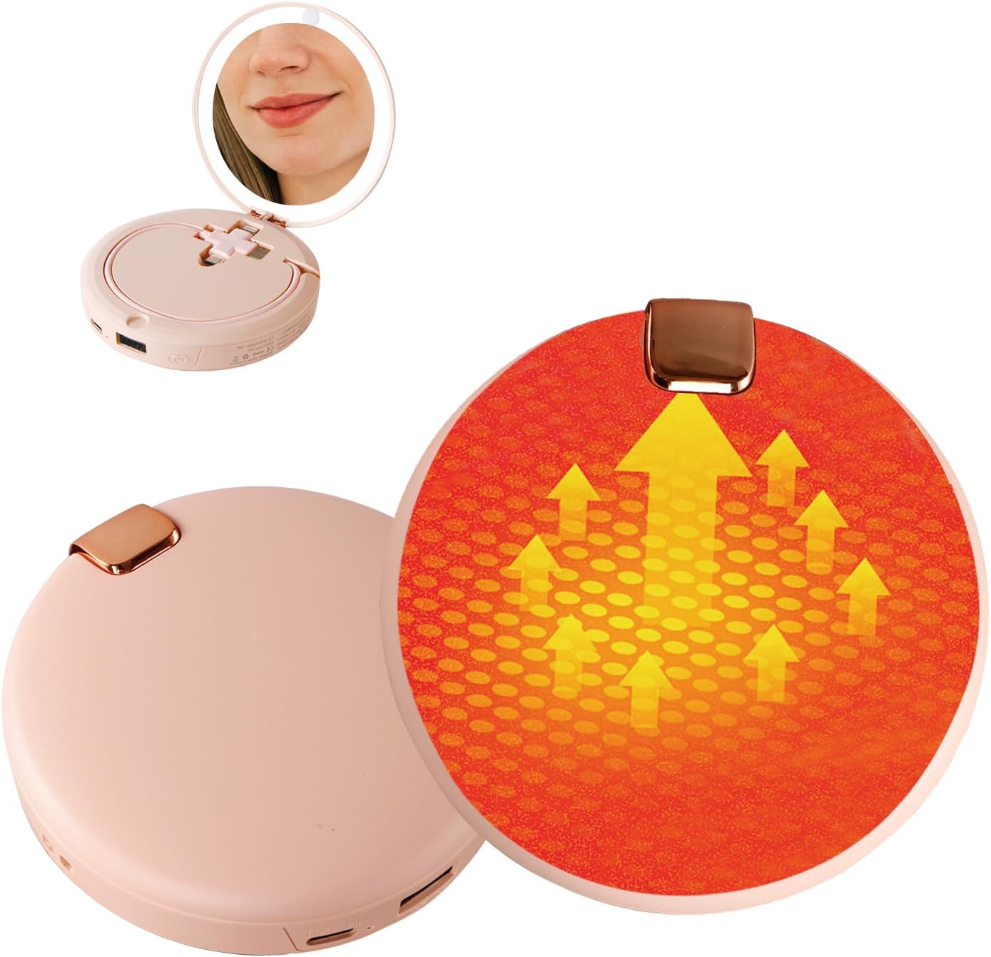 Rechargeable Hand Warmers 2 Pack with LED Lighted Makeup Mirror, 3-in-1 Charging Cable and Reusable Hand Warmers for Women, Men, Outdoor and Valentine's Day Best Gifts