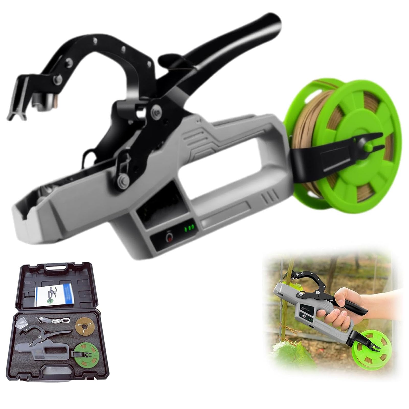 Máquina eléctrica de atado de plantas, herramienta de bobinado automático inalámbrica, cabezal de acero al manganeso, batería de larga duración para entrenamiento de jardín, vid, verduras, flores