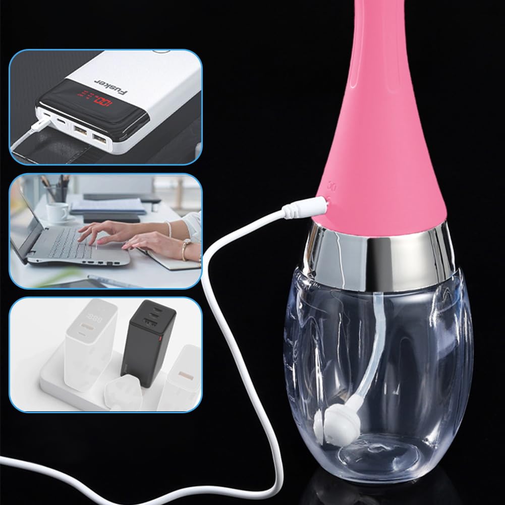 SXOVO Poire à Lavement Intime 300ml Douches Anale et Vaginale Électrique avec Anti-Reflux Enema Douchette Intime avec 3 Vitesses de Pulvérisatio pour Colon et Intestins (Rose)