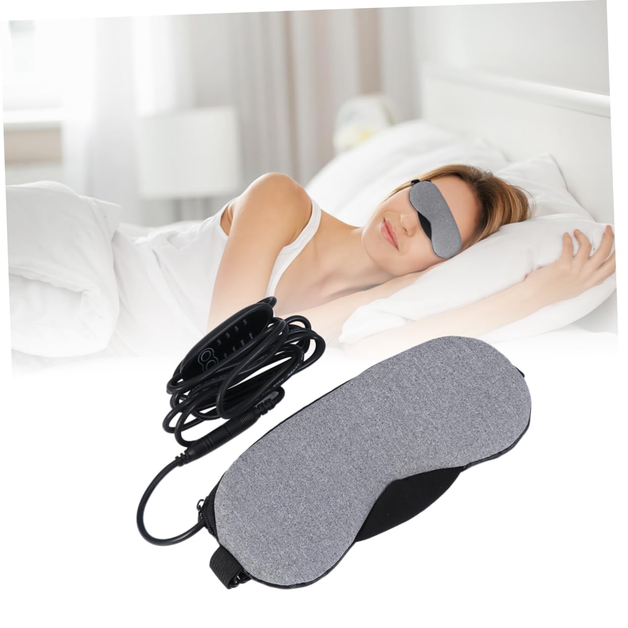 COLLBATH Máscara de Ojos USB Vapor para Aliviar Fatiga Ocular de Cabeza, Antifaz de Cuero Recargable Adecuado para Oficina y Viajes