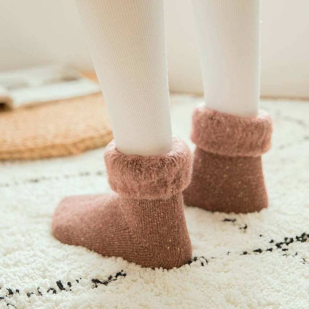 Calzini da Donna - 6 Paia di Calzini da Neve Extra Spessi, Calzini in Cotone Peluche Solido, Calzini Termici da Esterno per Interni alla Moda Invernale, Calzini da Pavimento per La C