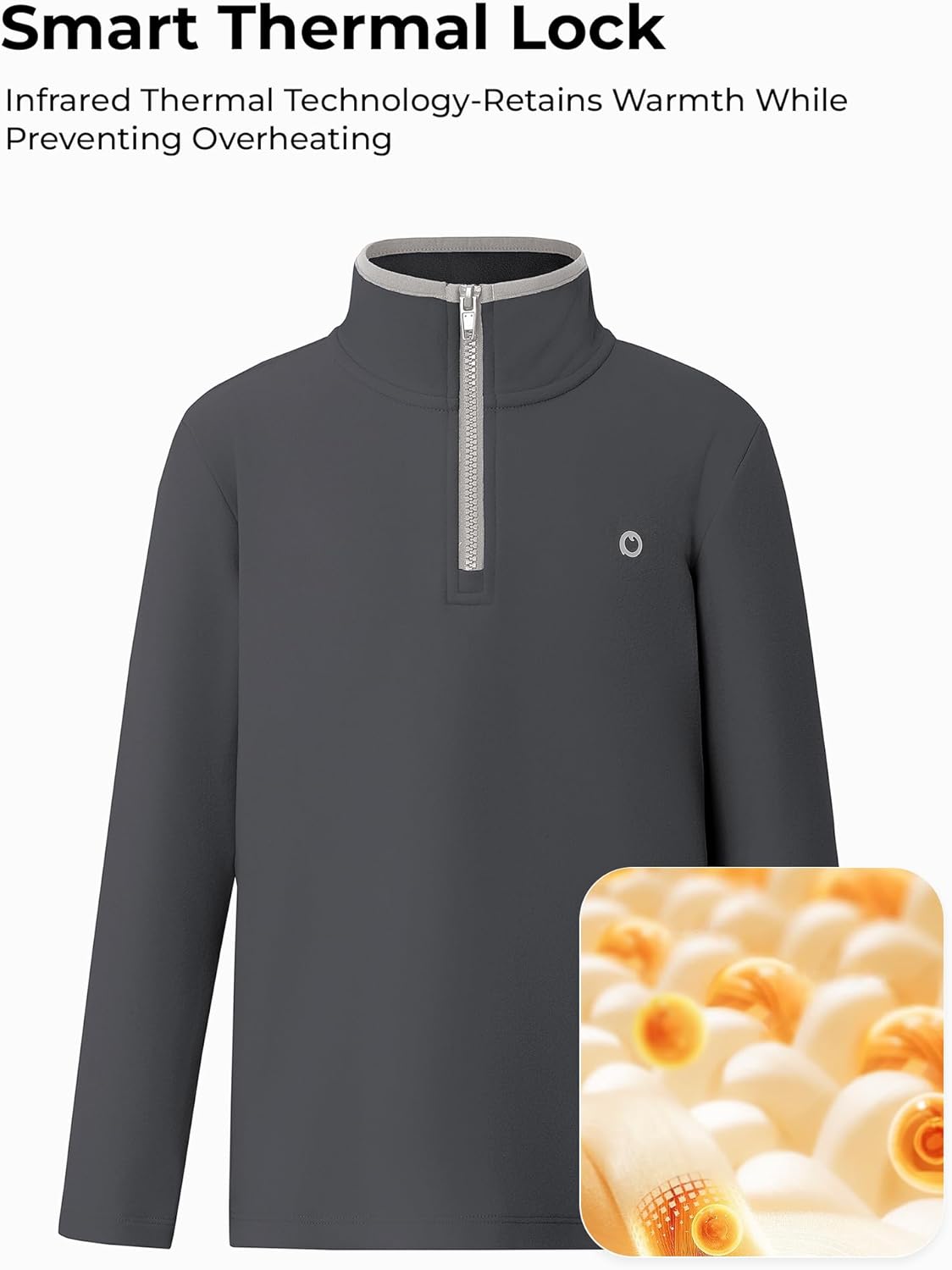 PATPAT Kids Heat-Retaining Sweatshirt, Cloud-Soft Smart-Thermal Quarter-Zip Sweater, Mock Neck Pullover with Thumb-hole Cuffs - Image 3