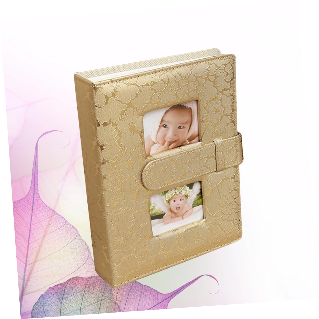SOLUSTRE 1pc Inset Photo Album with Leather Cover Golden DIY Picture Holder Capacity Photo Album for Memories Festivals Weddings Birthdays Anniversaries