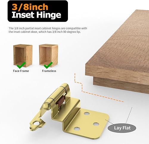 Miniatura 3 de Chibery Bisagras de gabinete de 38 pulgadas, paquete de 6 bisagras de montaje frontal de cierre automático con parachoques de puerta, accesorios