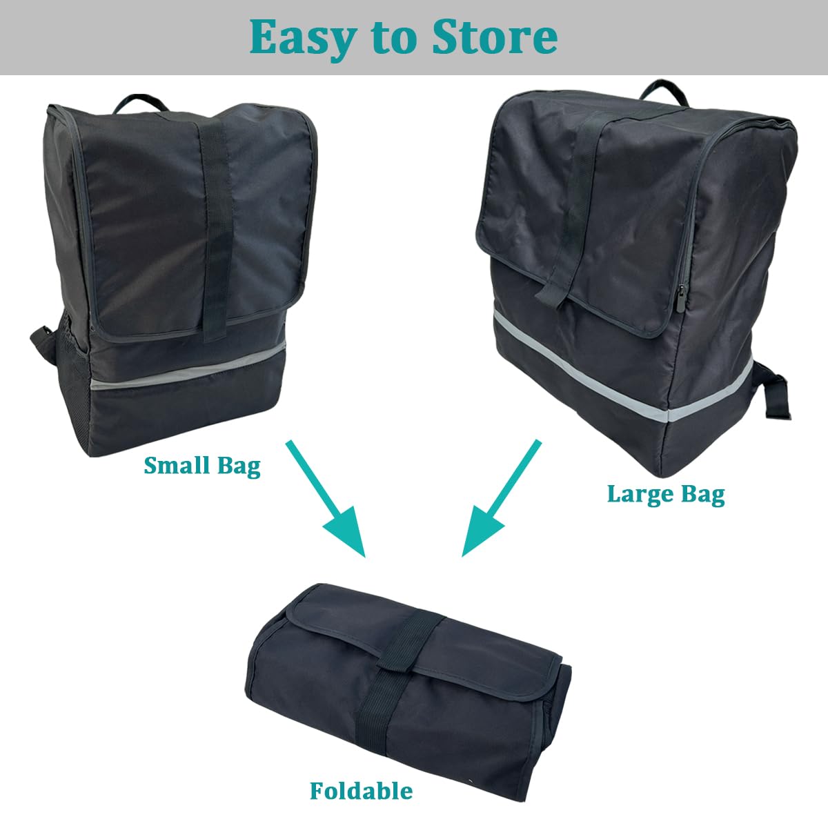 Borsa da viaggio pieghevole per passeggino compatibile con passeggini della serie Cybex (come Libelle, Coya, Beezy) - Dimensioni grandi e piccole - Tessuto resistente, Nero , Small Size (35*20*50CM)