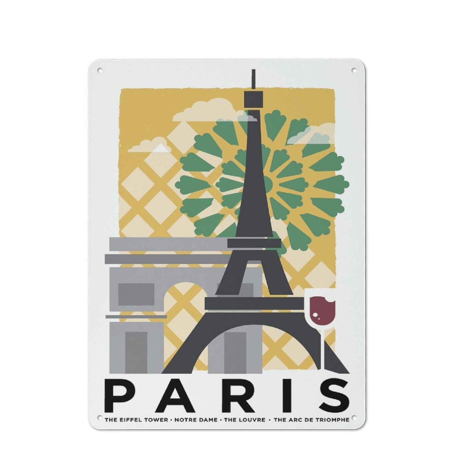 Junmoney Style-2 Friendly Cafe Metal Sign 40X30cm Featuring Paris Travel, Cafe Wall Decor For Tea Room, Shop Wall Or Breakfast Area