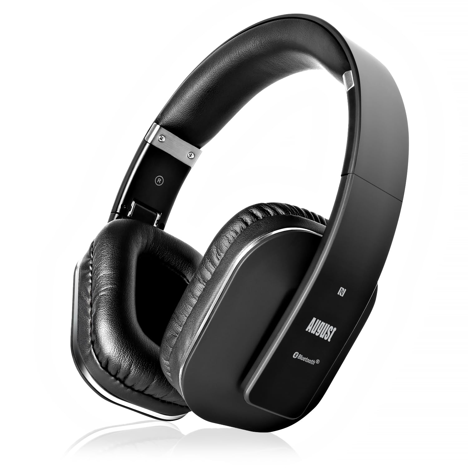 August EP650 - Bluetooth Kopfhörer v4.2 NFC mit aptX Low Latency - Stereo Over Ear Headphones Audio App kabellose Kopfhörer mit Mikrofon für Freisprecher tiefer Bass 15h Akku (schwarz)