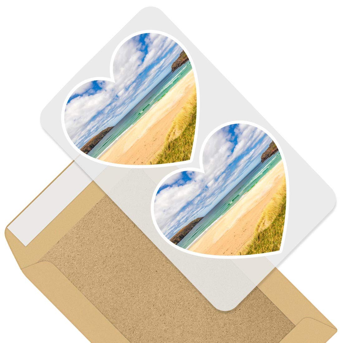 Destination Vinyl Ltd Isle Of Lewis Beach Scotland 45412 Awesome 2 X Heart Stickers 10 Cm - Isle Of Lewis Beach Scotland Fun Decals For Laptops,Tablets,Luggage,Scrap Booking,Fridges #45412