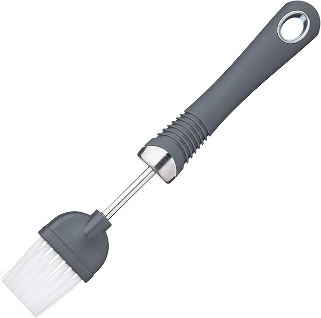 KitchenCraft KCSGPB Professional Nylon Pastry Brush / Basting Brush with Soft Grip Handle, 21 cm (8.5"), Black