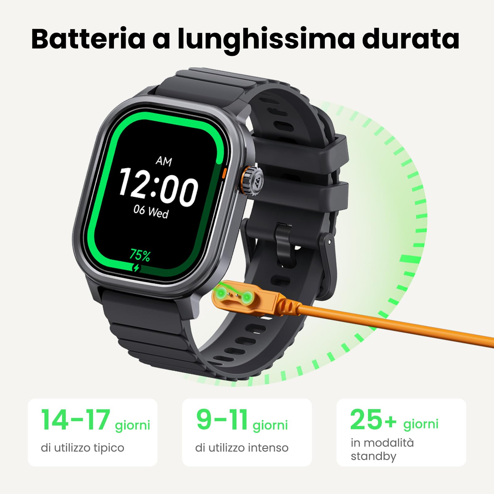 KOSPET Smartwatch Rugged con Display AMOLED e Chiamate Bluetooth | Autonomia 15 giorni, Monitoraggio Frequenza Cardiaca, 170+ Modalità Fitness, IP68 Impermeabile, Compatibili Android e iPhone