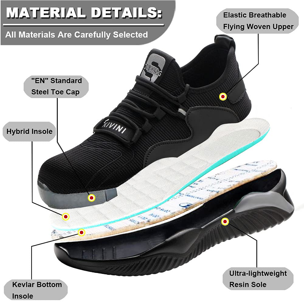 Scarpe Antinfortunistiche Uomo Donna Safety Shoes Punta in Acciaio Leggere Scarpe da Lavoro Traspiranti Sneakers Antinfortunistiche