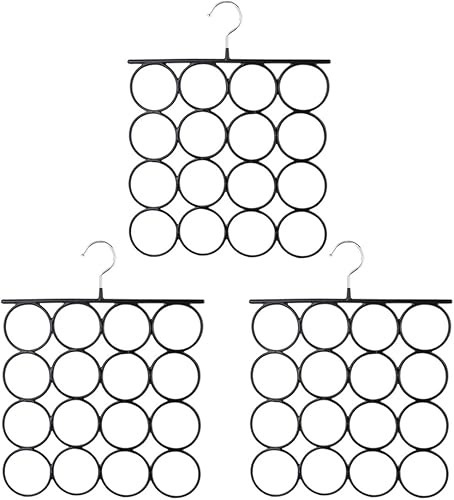 Tosnail Paquete de 3 ganchos en total de 48 anillos de acero antideslizantes para colgar bufandas, organizador de bufandas, soporte para leggings,
