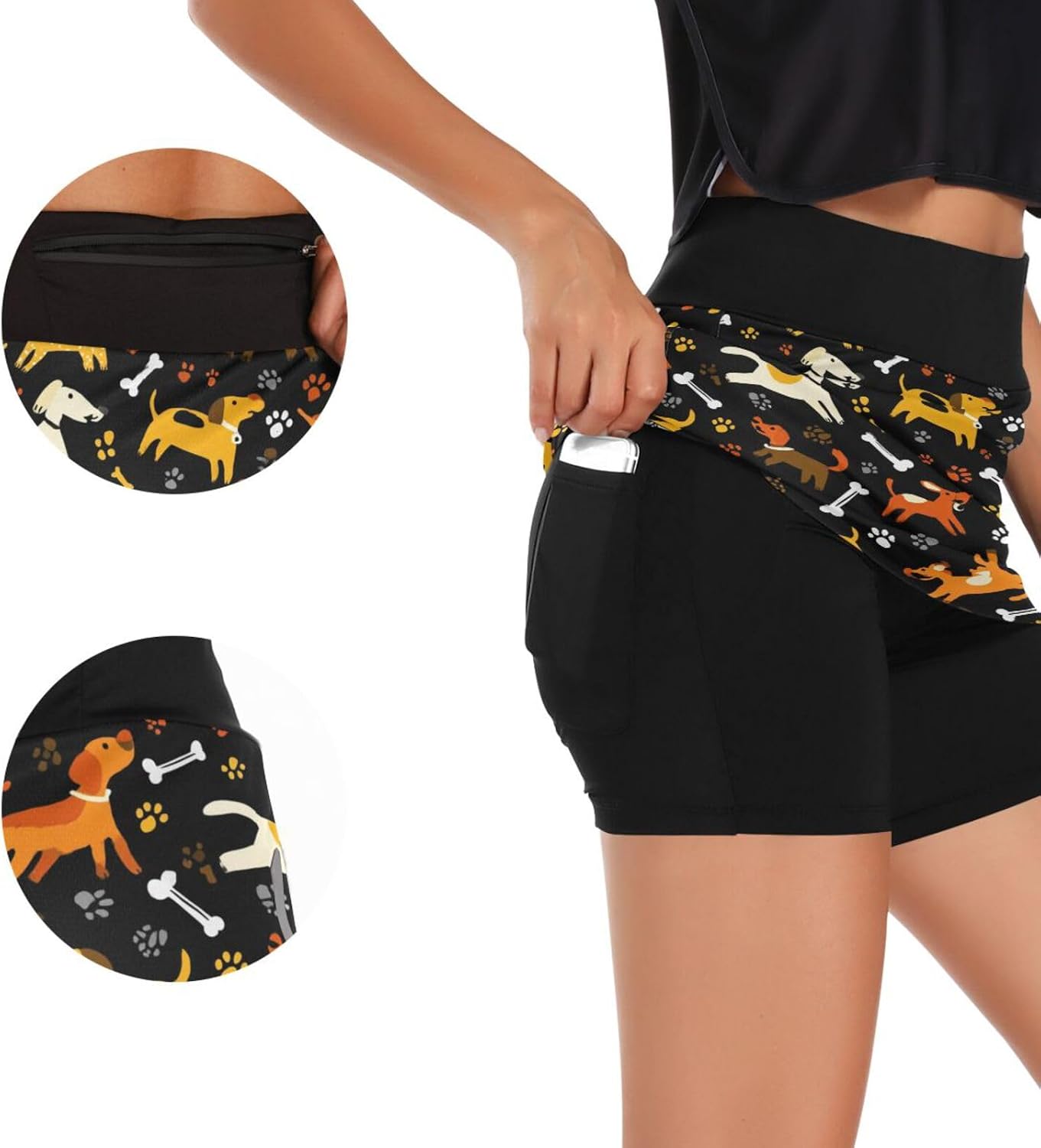 Plaaee Athletic Tennis Golf Skorts Skirts Dogs Prints Women Workout Sports Skirts S