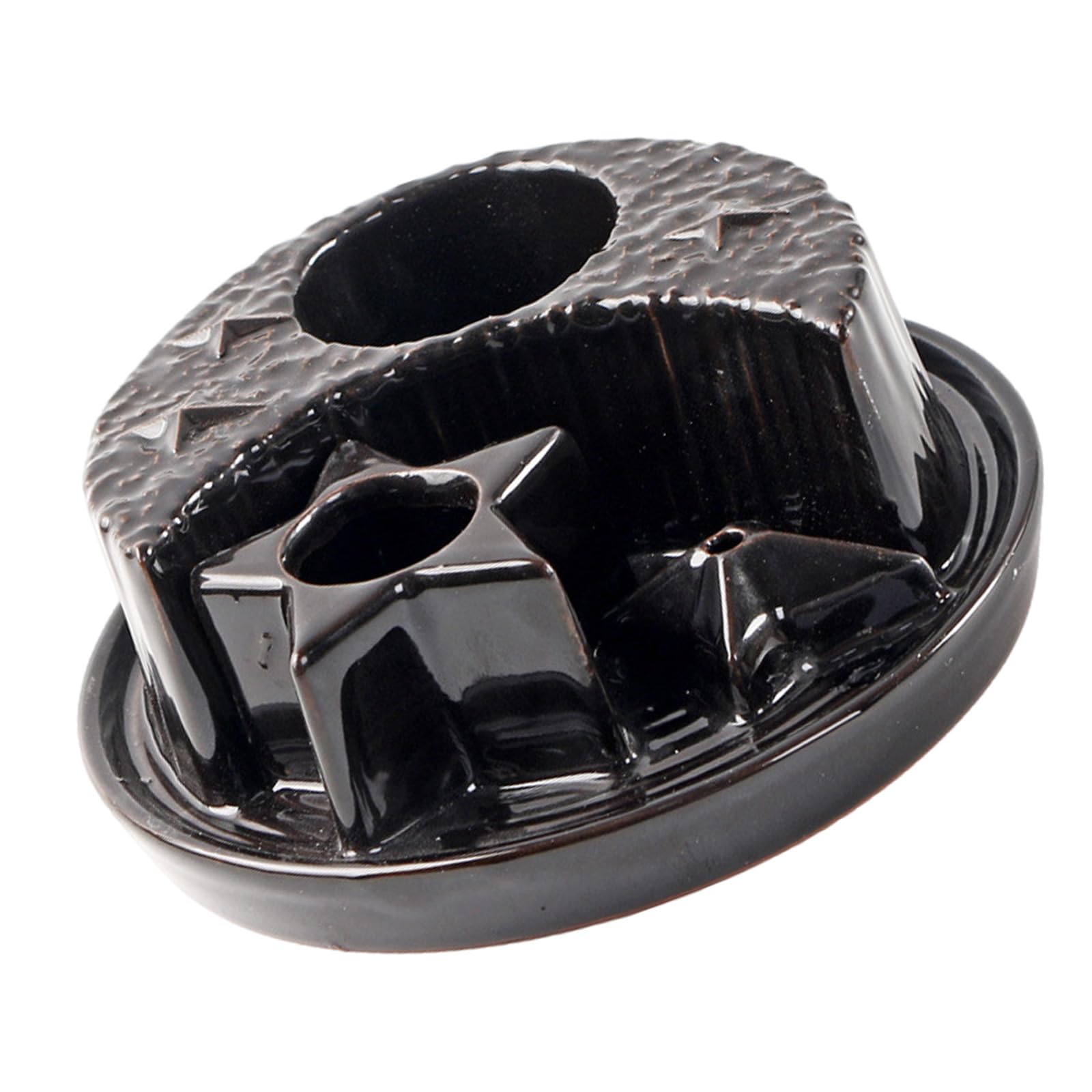 Qsvbeeqj Black Moon And Star Ceramics Incenses Burners For Sages And Incenses Stick Holders Ashes Catchers For Meditations Space