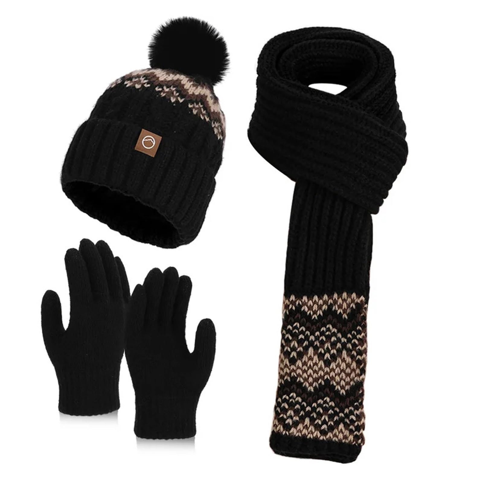 Juego de 2-3 gorros de invierno para mujer, gorro de lana cálida, bufanda, guantes, sombreros al aire libre, resistentes al viento, gorros de esquí