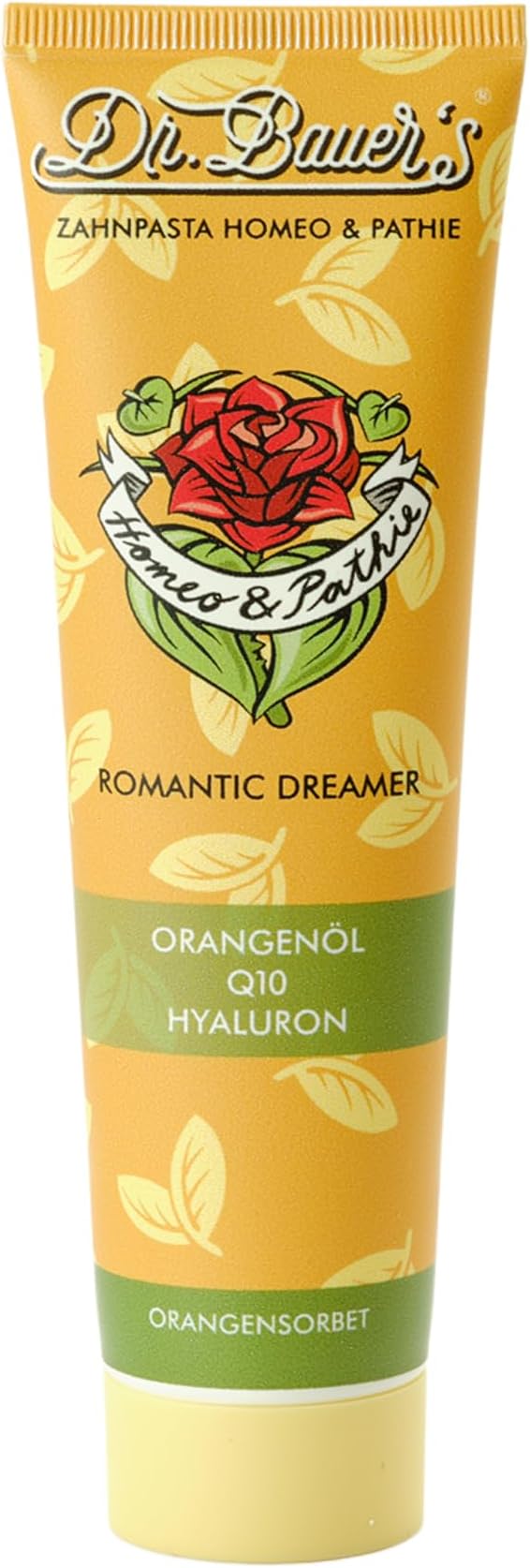 Homeo & Pathie Romantic Dreamer Toothpaste - Vegan Toothpaste without Menthol & SLS, Toothpaste with Hyaluron, Q10 & Vitamin B12 - Natural Dental Care with Orange Flavour (90 ml)