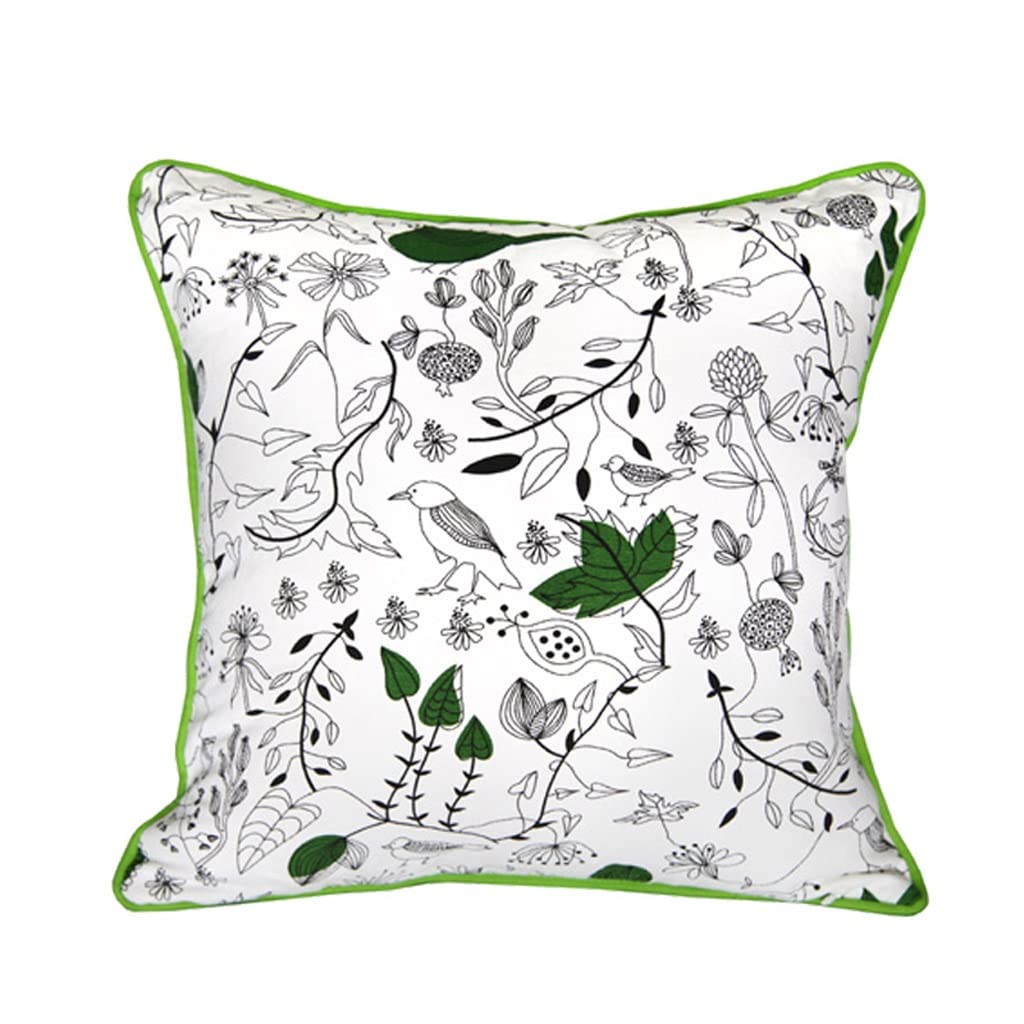 Coussin lombaire en coton 45x45cm au motif floral oiseau