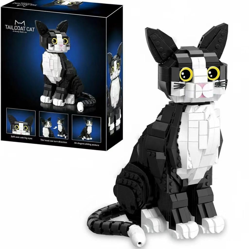HUANGXINGYUE Black & White Cat 3D Building Blocks, for Adults