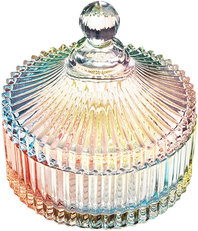 Danmu Art 1pc Colorful Glass Storage with Lid Candy Jar Biscuit Box Containers (280ml)