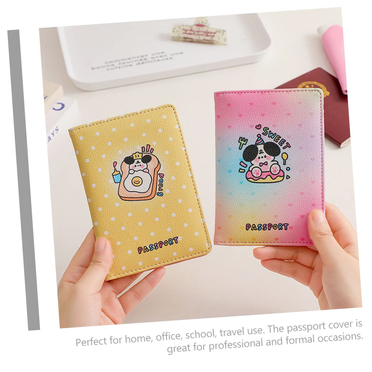 STOBOK 4piezas Funda De Pasaporte De PU De Diseño De Caricatura Organizador De Viaje para Tarjetas y Documentos para Estudiantes y Viajeros Protección Resistente y Duradera