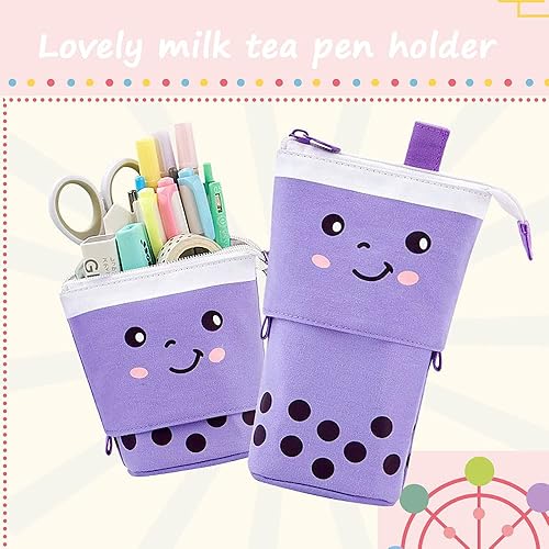 Miniatura 6 de Milktea - Lindo estuche para lápices de pie para niños, caja de lápices desplegable, bolsa de maquillaje, regalo de Navidad, soporte organizador de