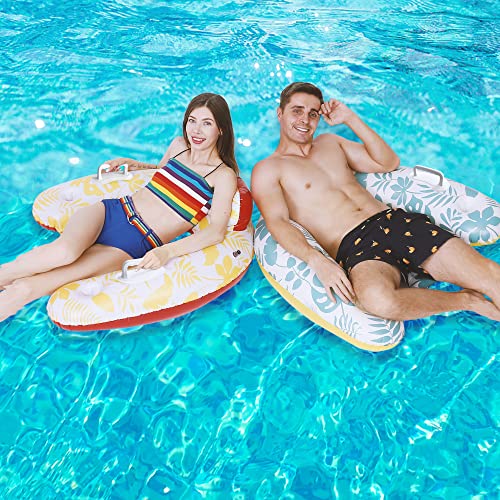 Ocestar Inflatable Pool Float Chair, 3 Pack Pool Float Adult Size, Water Lounge Floats For Swimming Pool With Cup Holder, Handles & Backrest, Pool Floaties Toys For Pool Party, Summer Beach #TOP4