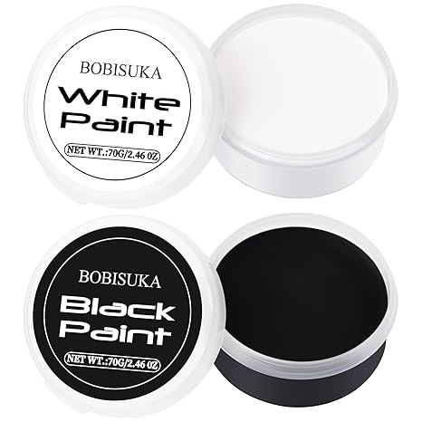 BOBISUKA Halloween Black and White Face Body Paint Oil Based Face Painting Kit for Adult Non Toxic Large Capacity Facepaint for Cosplay Clown Skeleton Vampire Special Effects Makeup