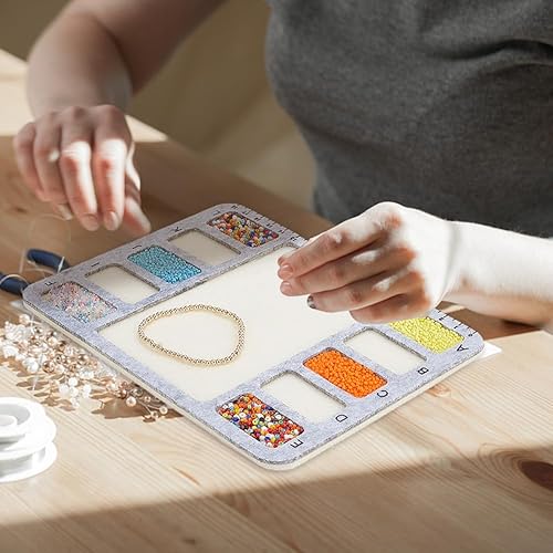 Vista 12 de BENECREAT Tapete rectangular grande de fieltro con cuentas, tableros de diseño de cuentas de fieltro con escalas alfabéticas de centímetros