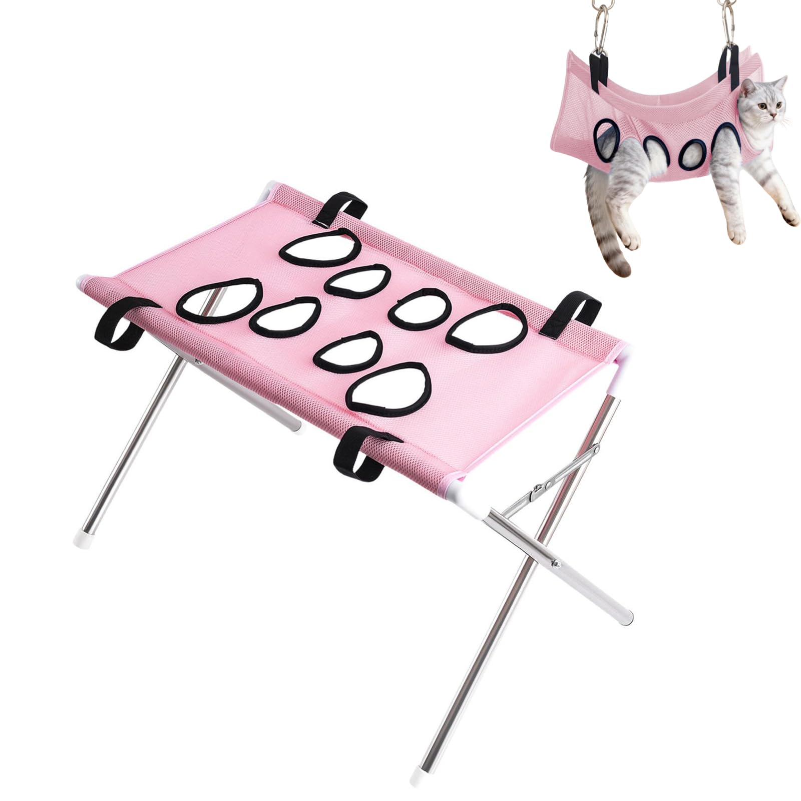 Pet Grooming Hammock, Dog Grooming Hammock With Stable Frame，Pink