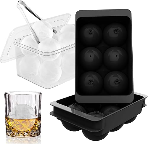 Miniatura 8 de WIBIMEN Bandeja grande para cubitos de hielo, molde de hielo de whisky de 2.5 pulgadas, paquete de 2 moldes de cubitos de hielo con cubo y pinzas,