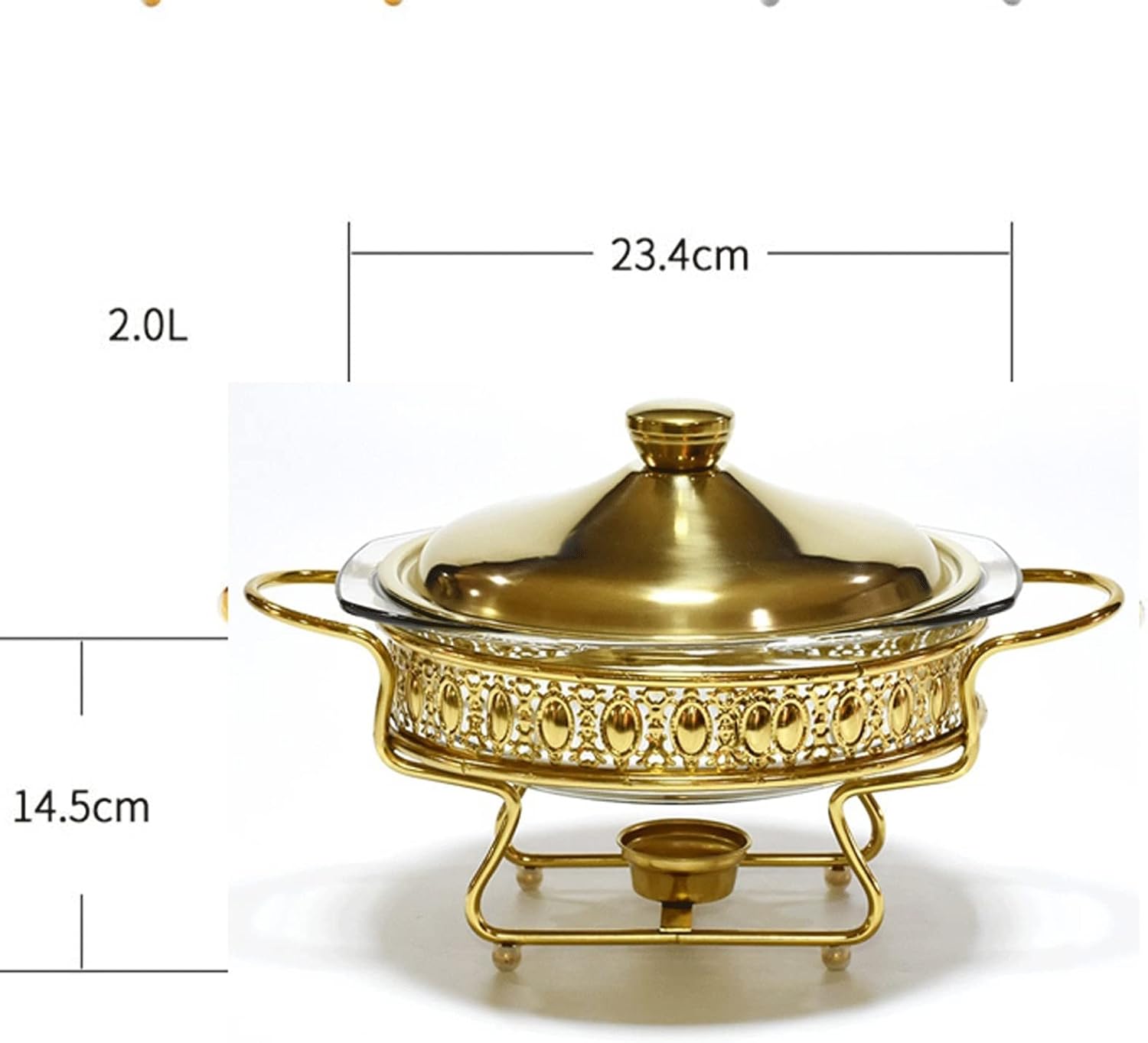 ストックポット ゴールデンラウンドガラス ビュッフェストーブ 食品加熱容器 テーブルドライホットポット