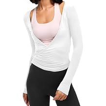 LIWEIKE Womens Ballet Wrap Top Long Sleeve Cross Wrap Tie Workout Cover Up Deep V Neck Slim Fit Pilates Yoga Wrap Shirts