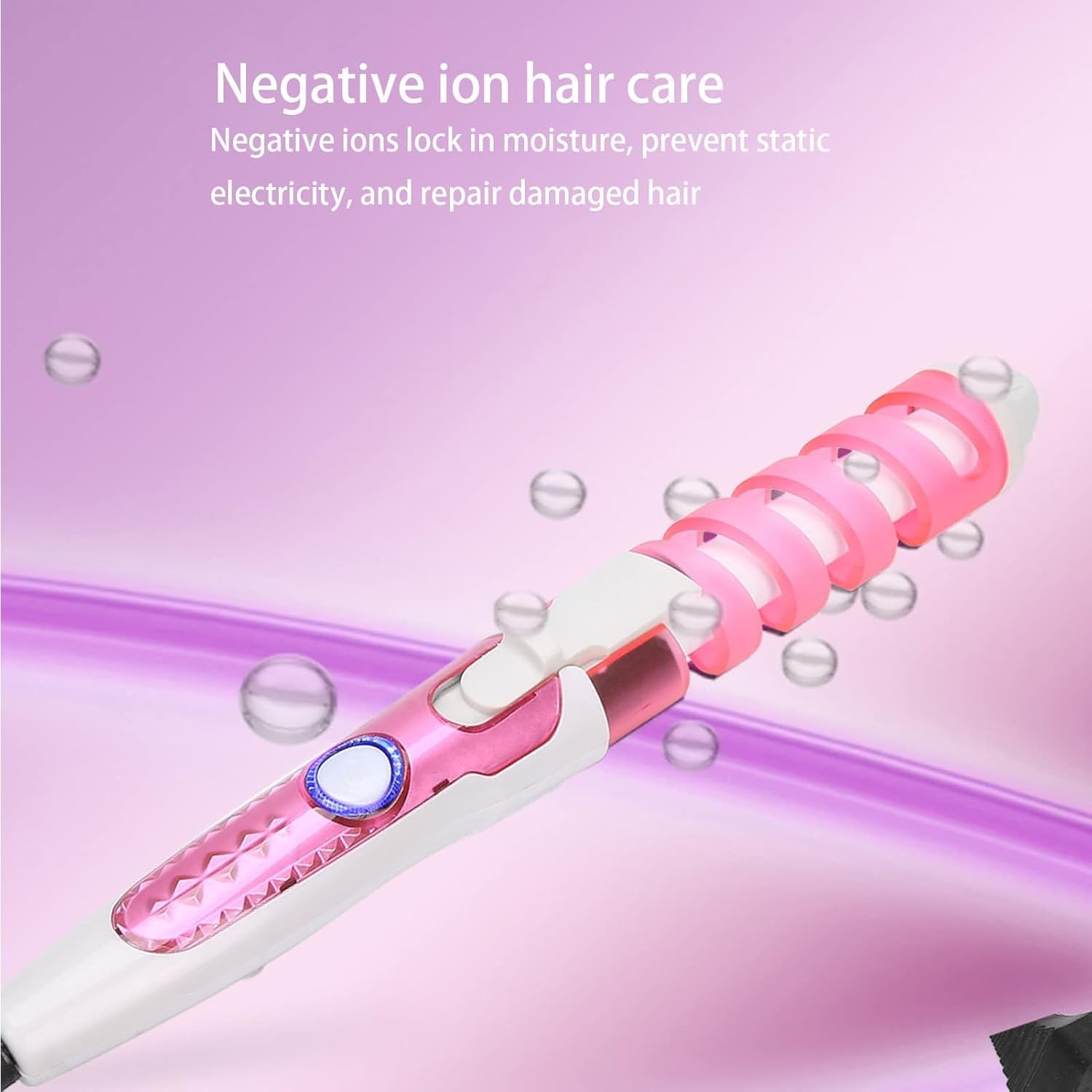 Spiral Hair Curler and Crimper - Electric Curling Wand, Curling Iron for Hairstyling, Negative Ions Lock in Moisture, 110-240V, Gift for Women and Girls (US)