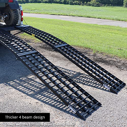 Titan Ramps 9 Ft Hd 4 Beam Arched Utv Loading Ramps, Pair Black Aluminum Folding, Rated 1500 Lb Each, All Terrain Portable, Safety Straps Included #TOP5