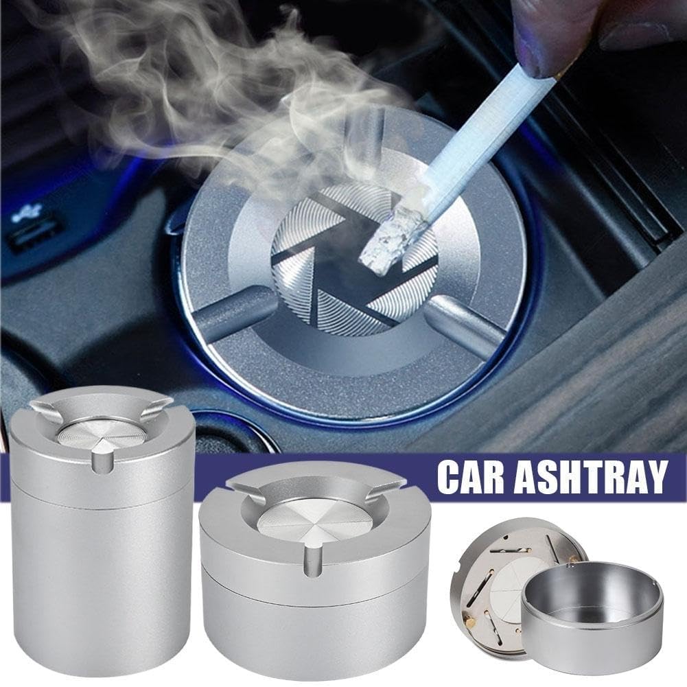 Posacenere per auto in acciaio inox con coperchio Twist-Lock, resistente alle alte temperature, design a prova di caduta, per interni e veicoli