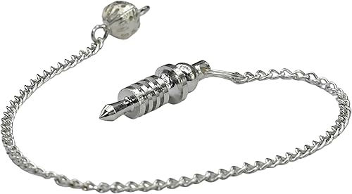 Miniatura 2 de Péndulos de metal curativo para adivinación, plata doble ISIS 4 anillo con placa de acero péndulo de cobre péndulo de bronce de alta energía